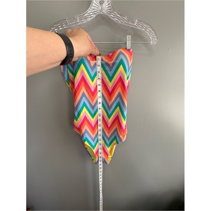 aerie Multicolor Chevron Strapless One Piece Swimsuit Size M Colorful