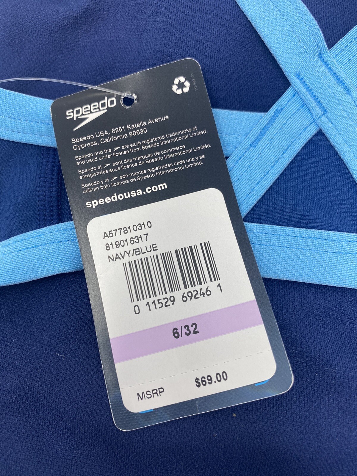 SPEEDO Endurance Flyback + Training Suit One Piece Swimsuit Blue Size 6 / 32 $69