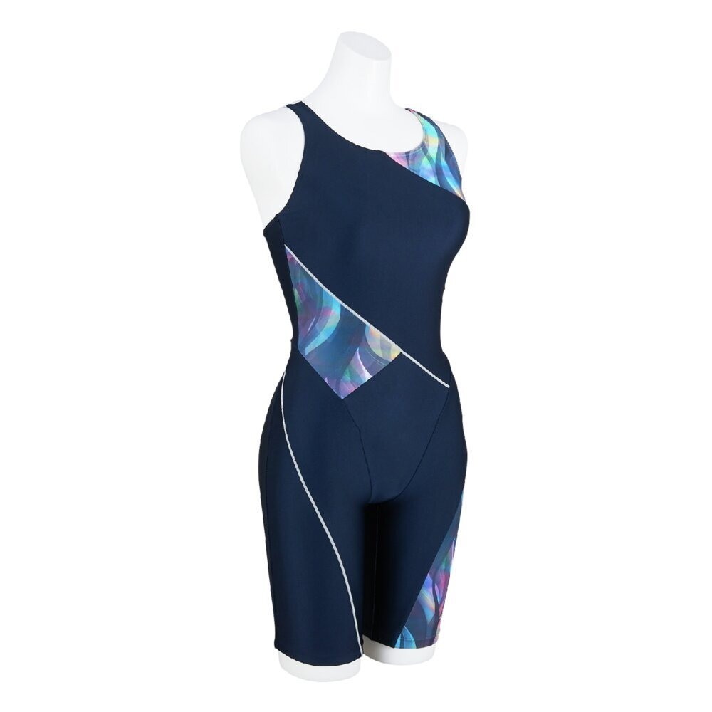Mizuno Women’s Swim Fitness All-in-One Swimsuit Back Strap Color Cocktail NV/BK