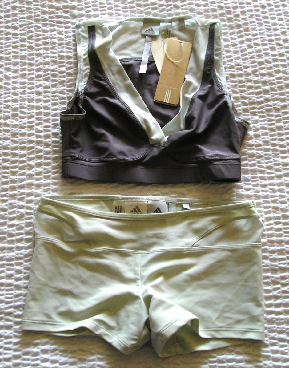 Adidas VINTAGE Stella McCartney Swim Tank Top-Short Suit Bikini Bottom Set sz 34
