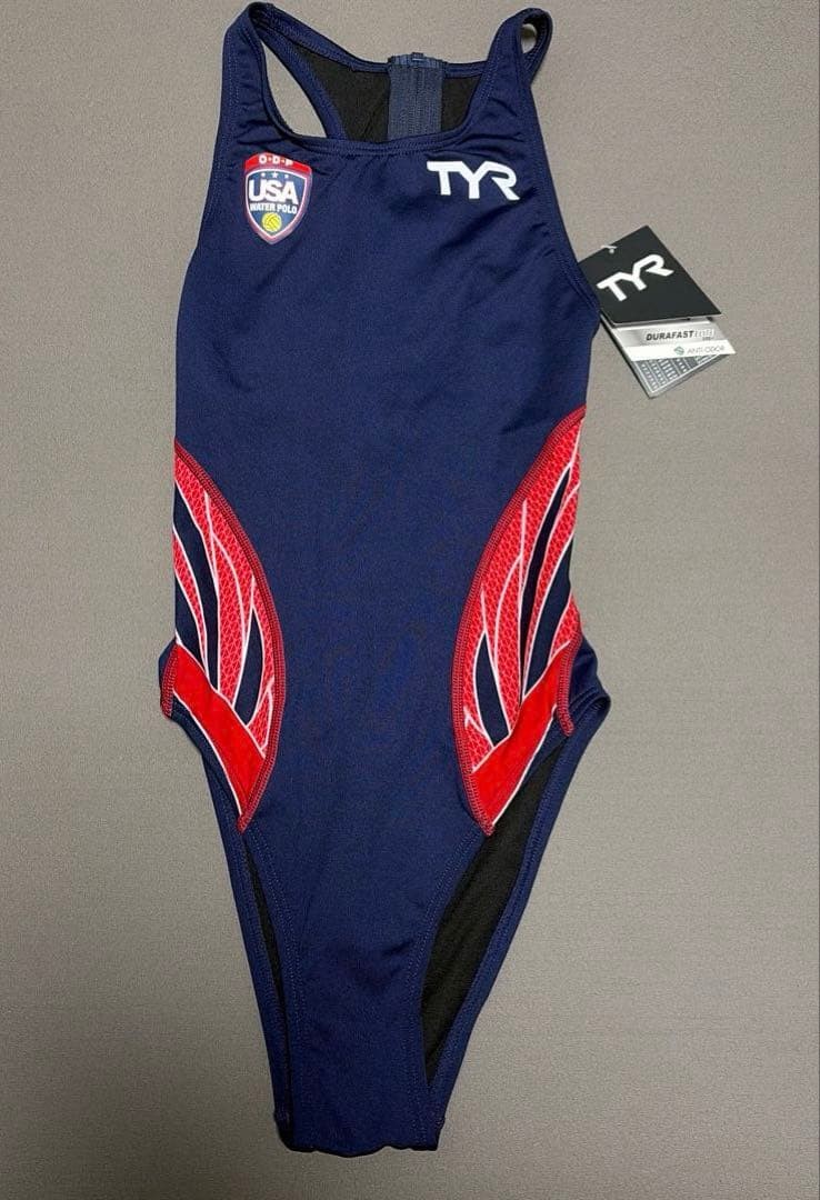TYR High-cut competitive swimsuit for water polo US36 navy/red extra large size
