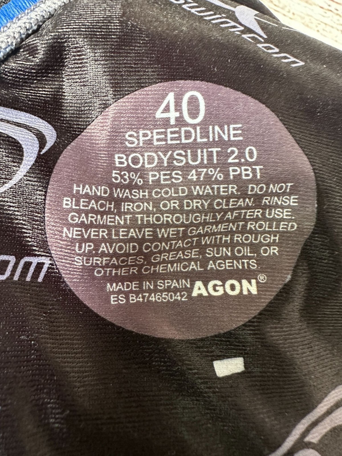 Agon Speedline 2.0 Women’s Competition Swimsuit Size 40 Blue White Racing Suit