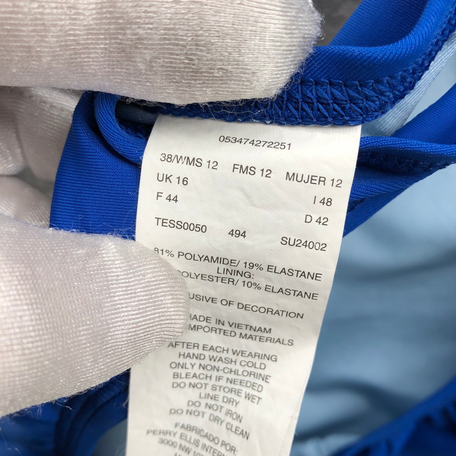 Nike Performance One Piece Swimsuit Womens 12 Blue Training Solid Racerback