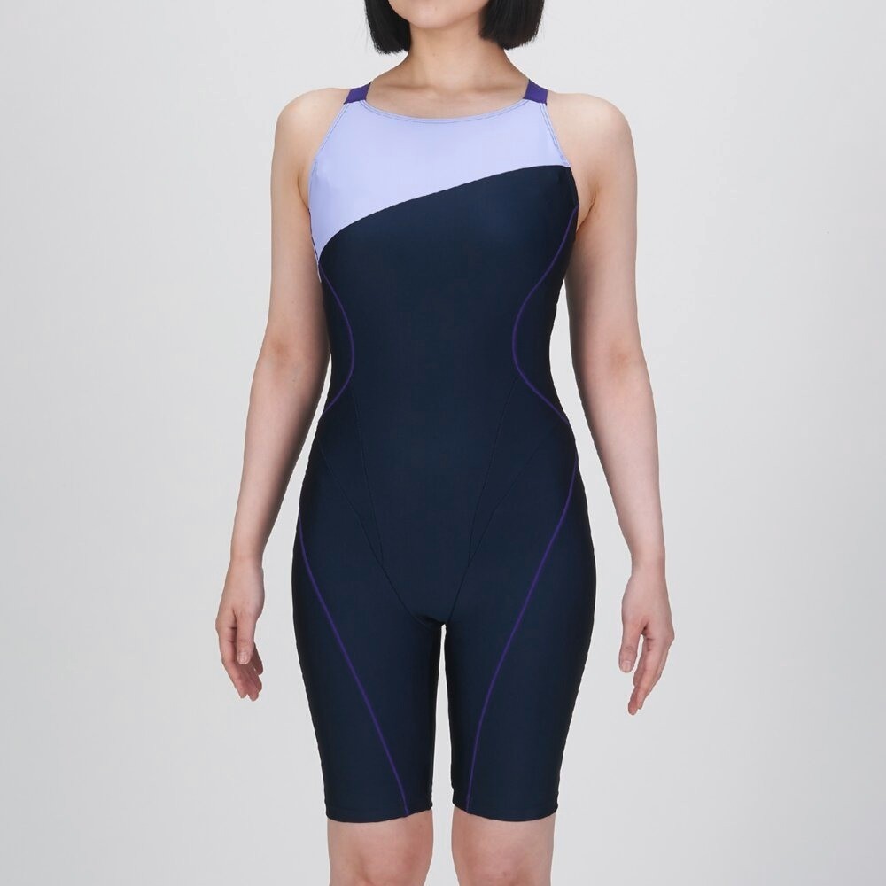 Mizuno Women’s Stroke ONE Swim Fitness All-in-One Suit N2JGC33185 Navy/Lavender