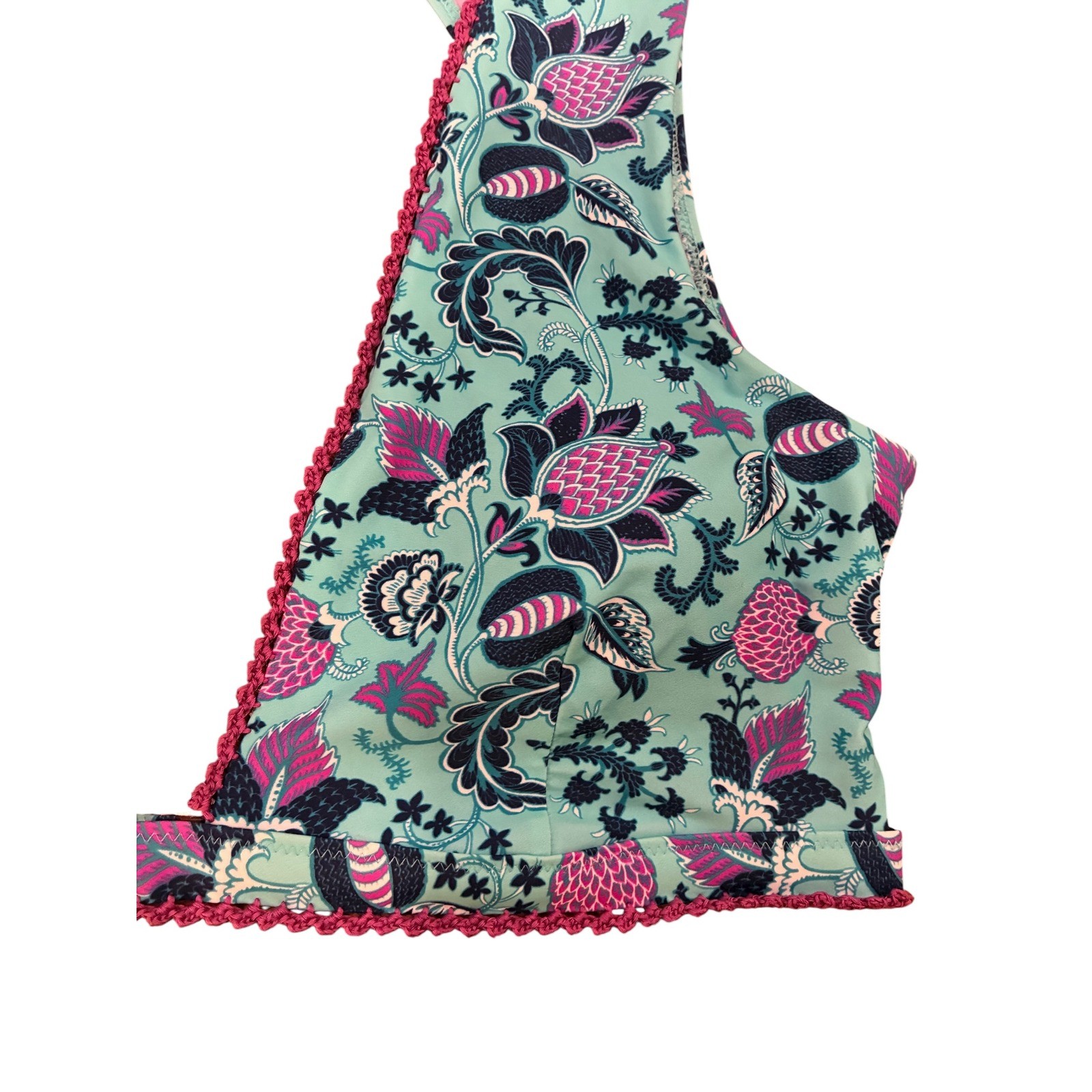 Nannette Lepore Floral Print Sleeveless Open Back Halter Bikini Top Size 14