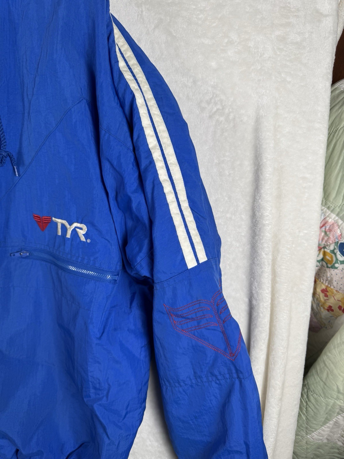 TYR XL Mens/unisex Swim Jacket Coat Blue nylon quilted rn 77370 windbreaker