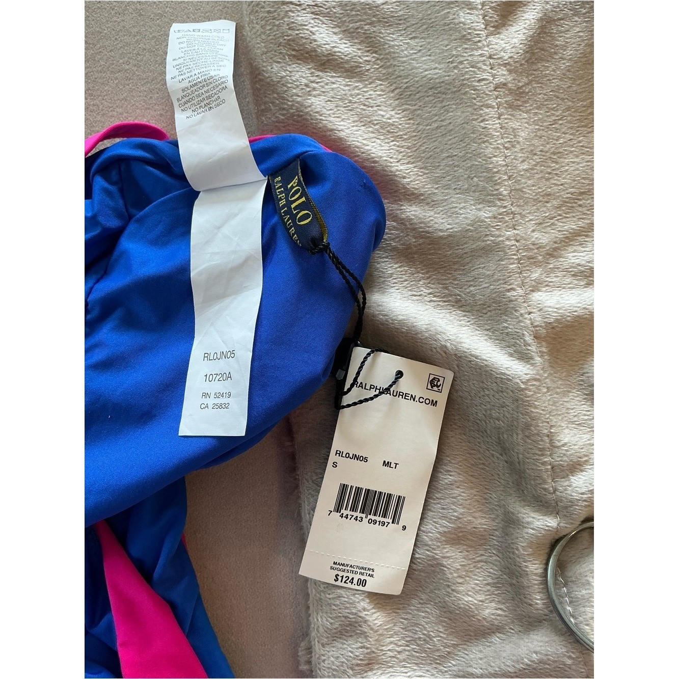 NWT Polo Ralph Lauren Magenta to Blue Gradient One-Piece Rainbow Stripe