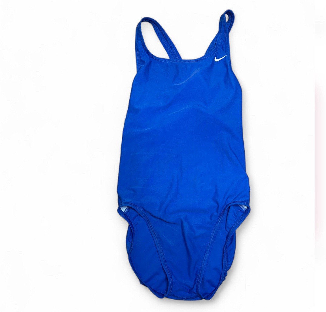 Nike One-Piece Swimsuit Size 8 Sporty Royal Blue Training Lap Swimming
