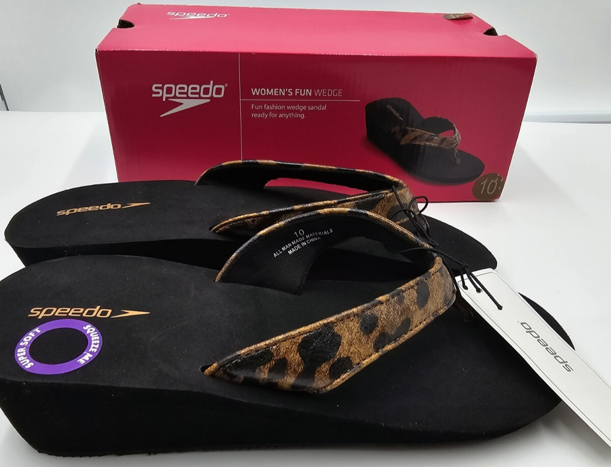 Speedo Womens Fun Wedge Brown 10 Sporty Sandals (NEW)