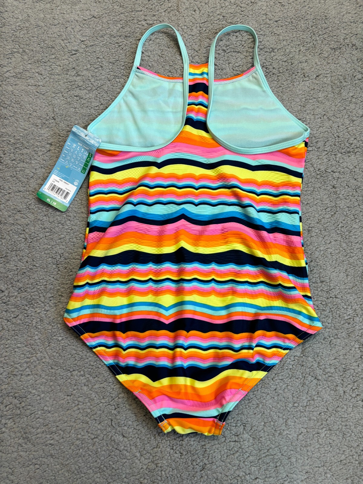Speedo Girls Thin Strap One Piece Swimsuit. Color-Rainbow, YouthXL (16). NWT’s.