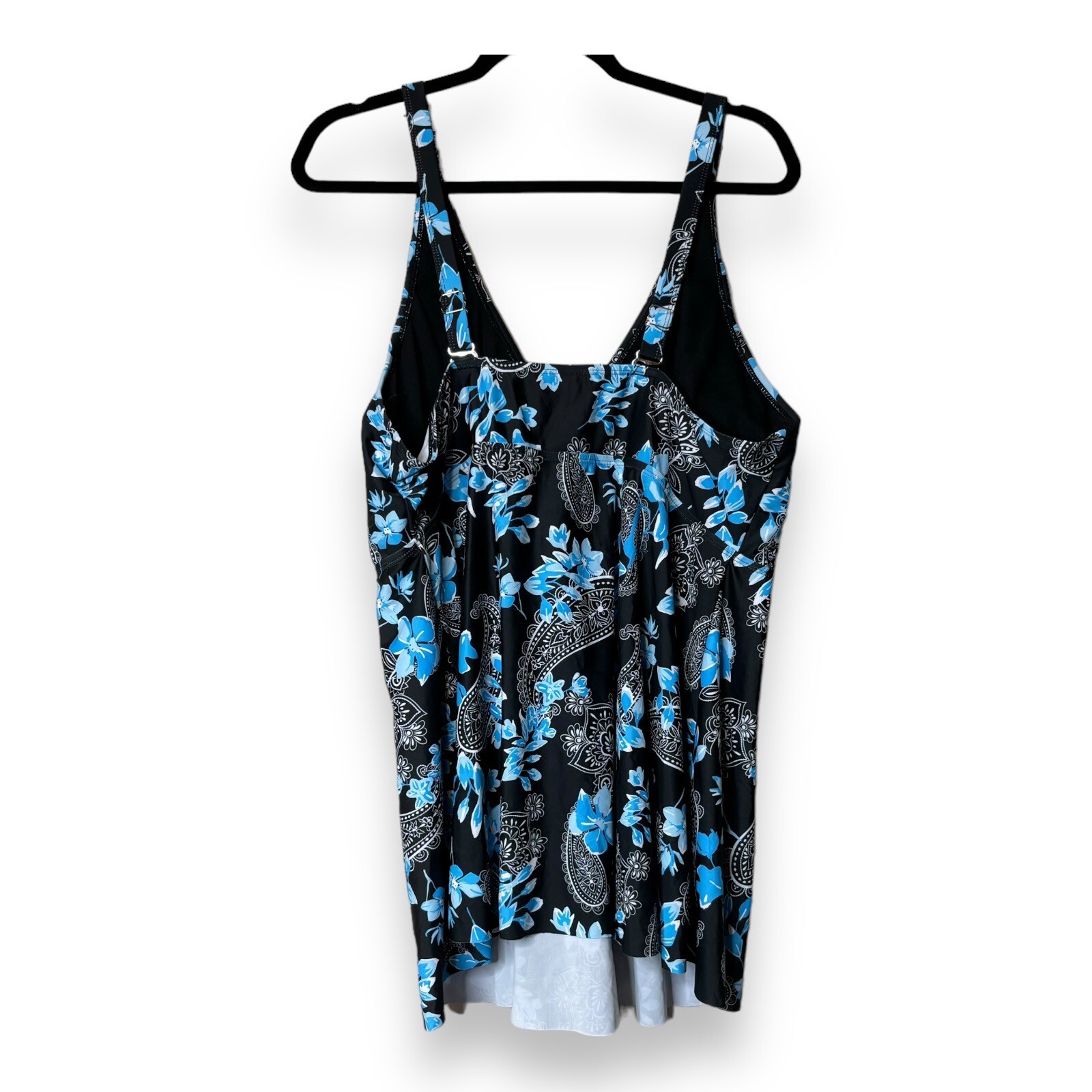 Yonique Plus Size Blue & black Swimsuit Bathing suit Top Womens Sz 22W