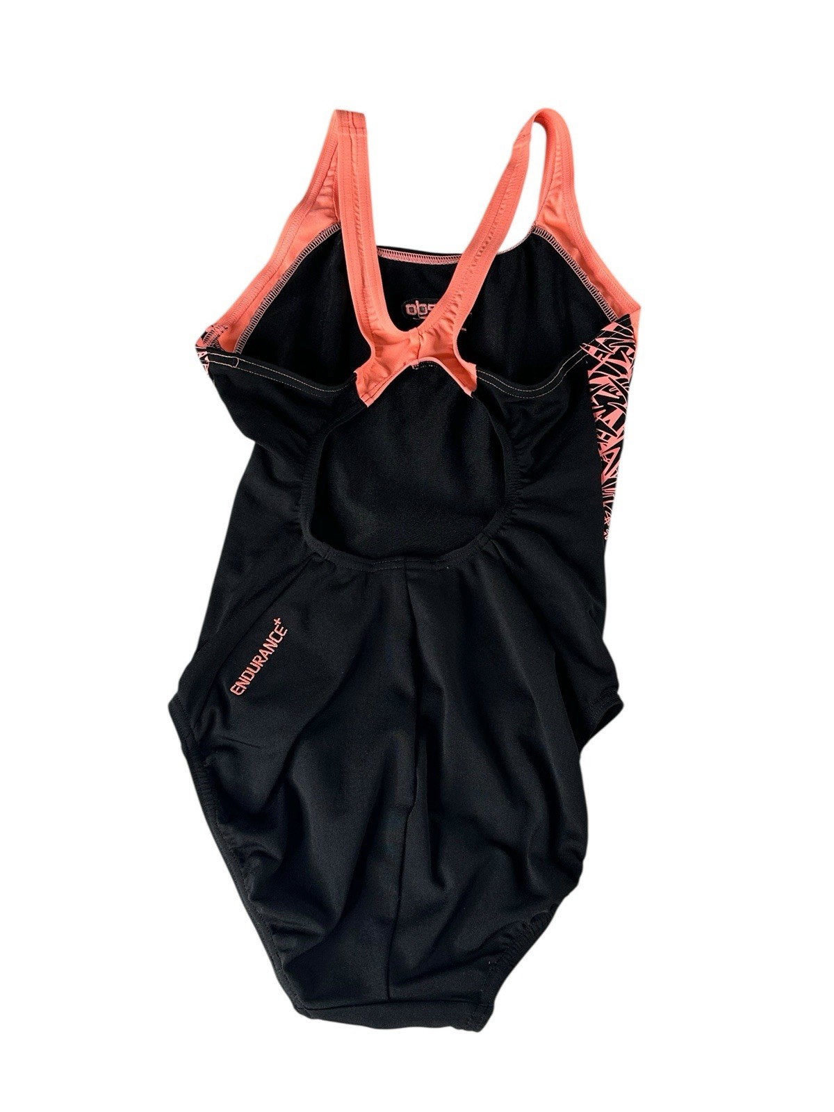 Speedo Girl’s Boom Splice Racerback Muscleback Swimsuit Black Orange Size 8