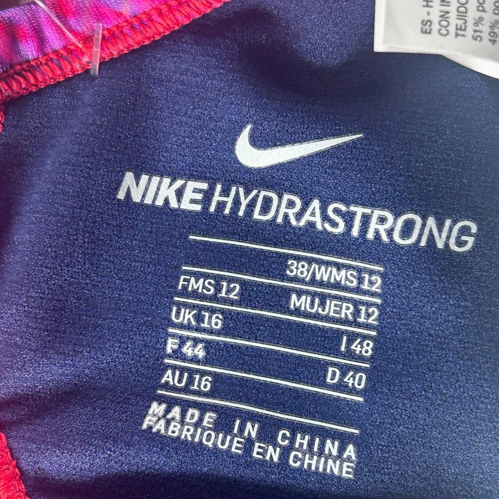 Nike Hydrastrong USA Olympic Team One Piece Swimsuit Pink Marble NESSE034 Sz 38