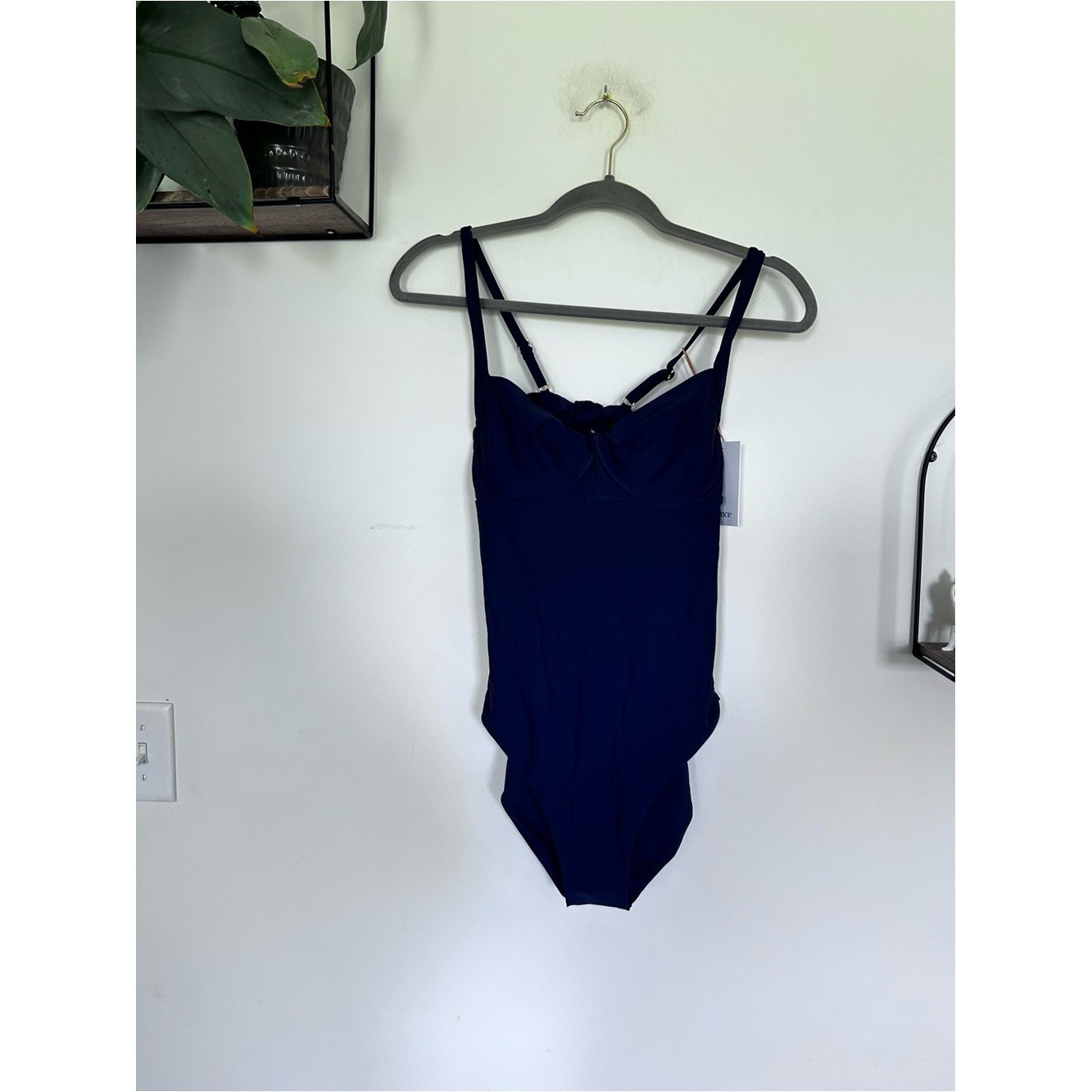 NWT Quince Deep Navy Italian Underwire One-Piece Swimsuit Size Large