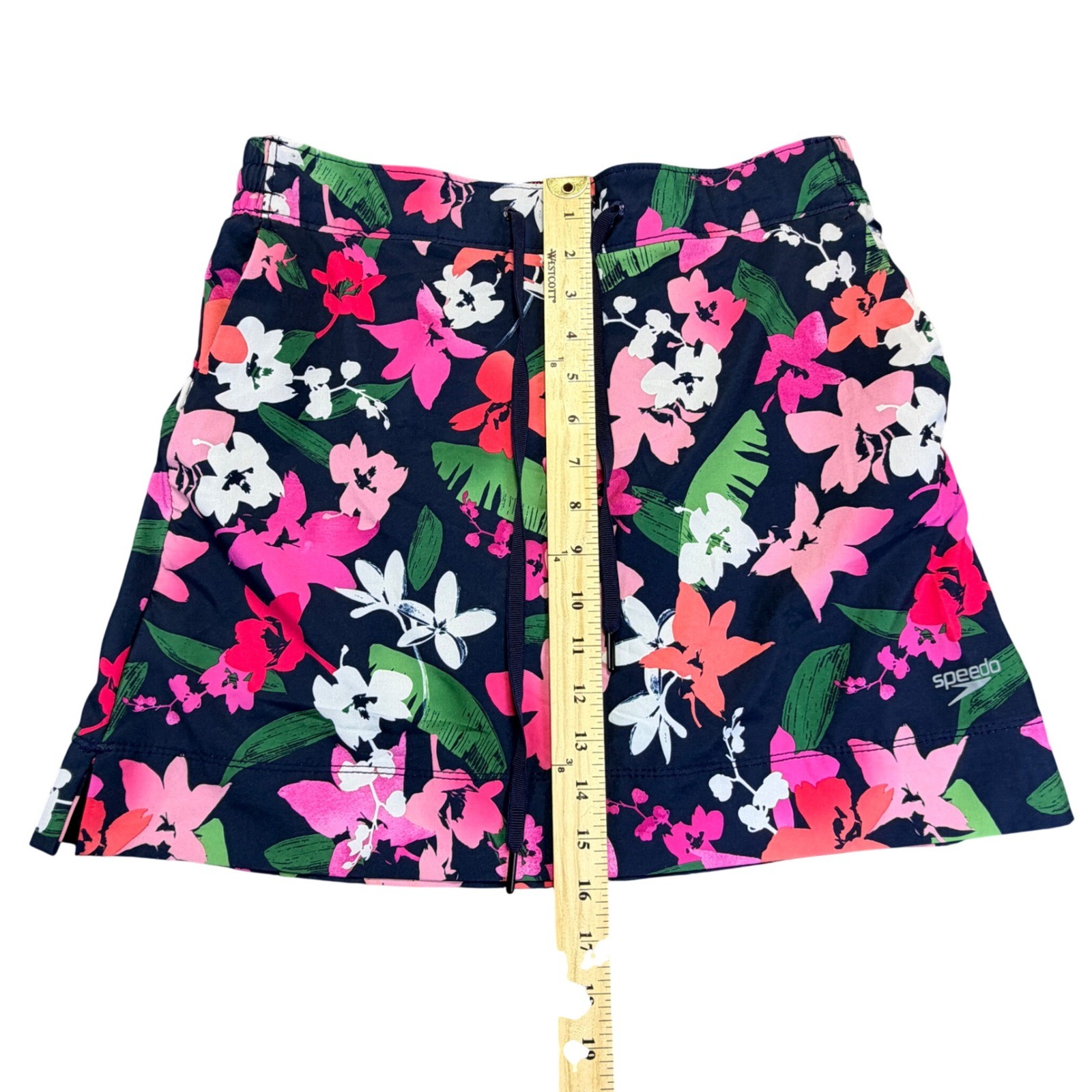 Speedo Womens Floral Swim Skort Navy Pink Tropical Print Size Small Athletic