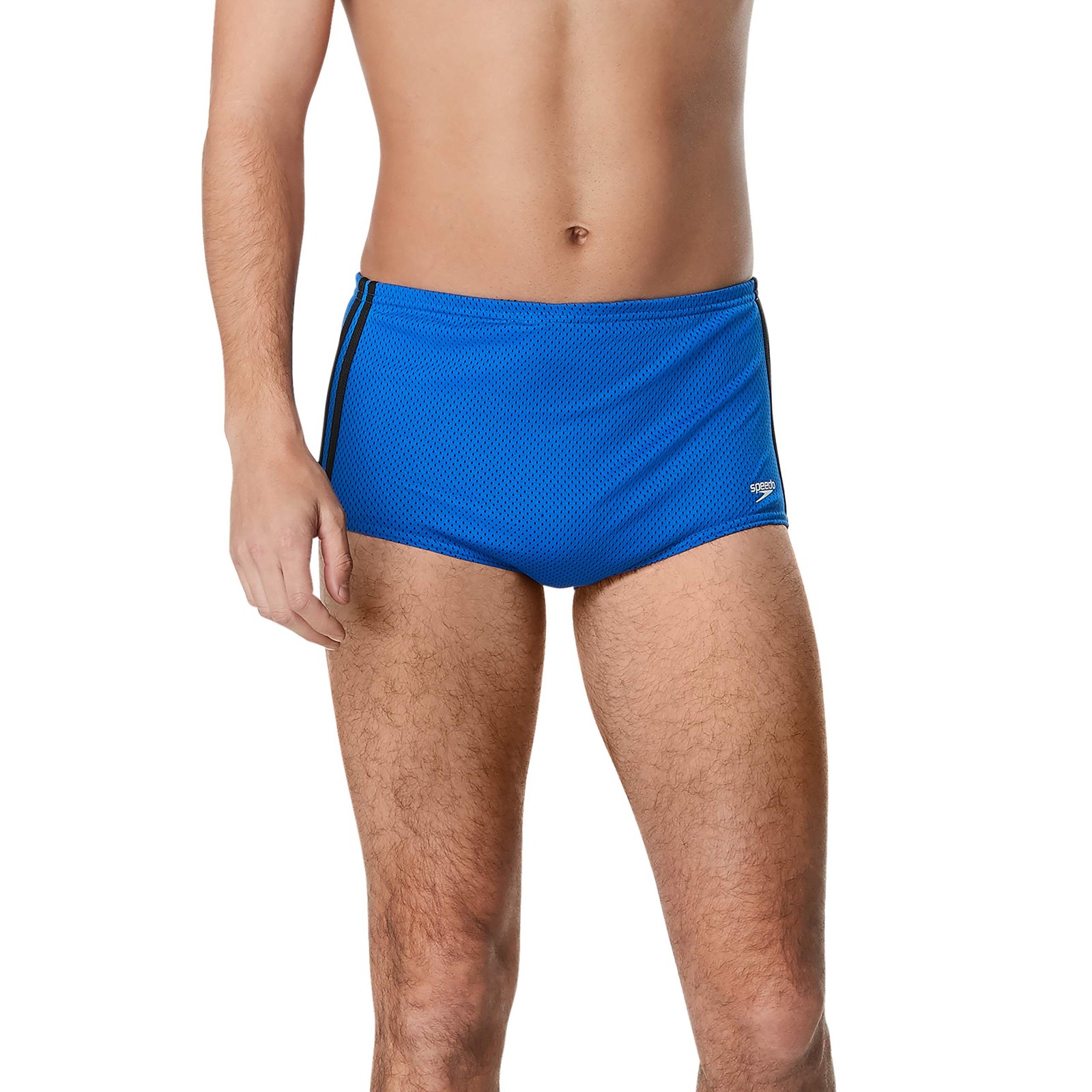 Speedo Men’s Poly Mesh Square Leg Swimsuit 32 Speedo Blue/Black