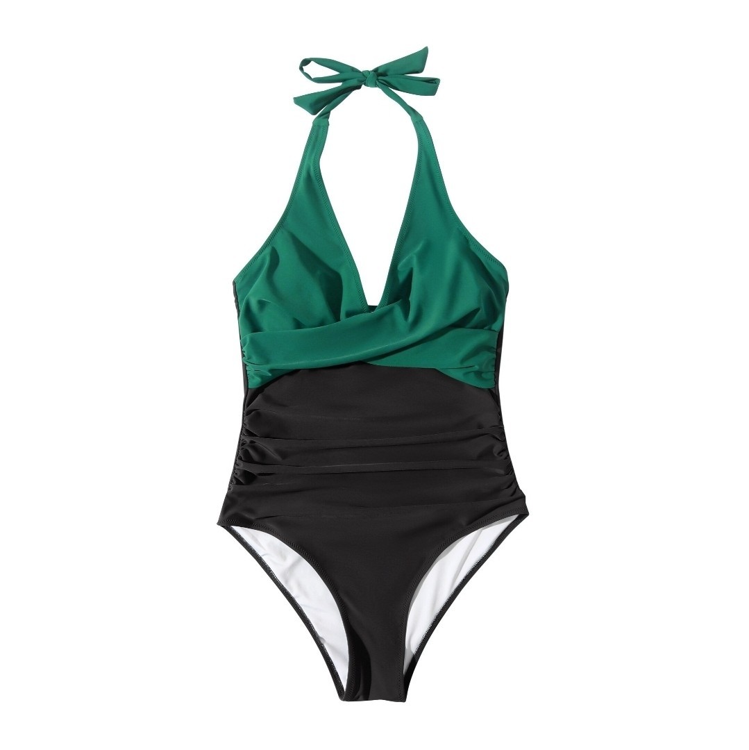 RXRXCOU Swimsuit Tummy Control V Neck Swimwear Halter Top Women’s XXL