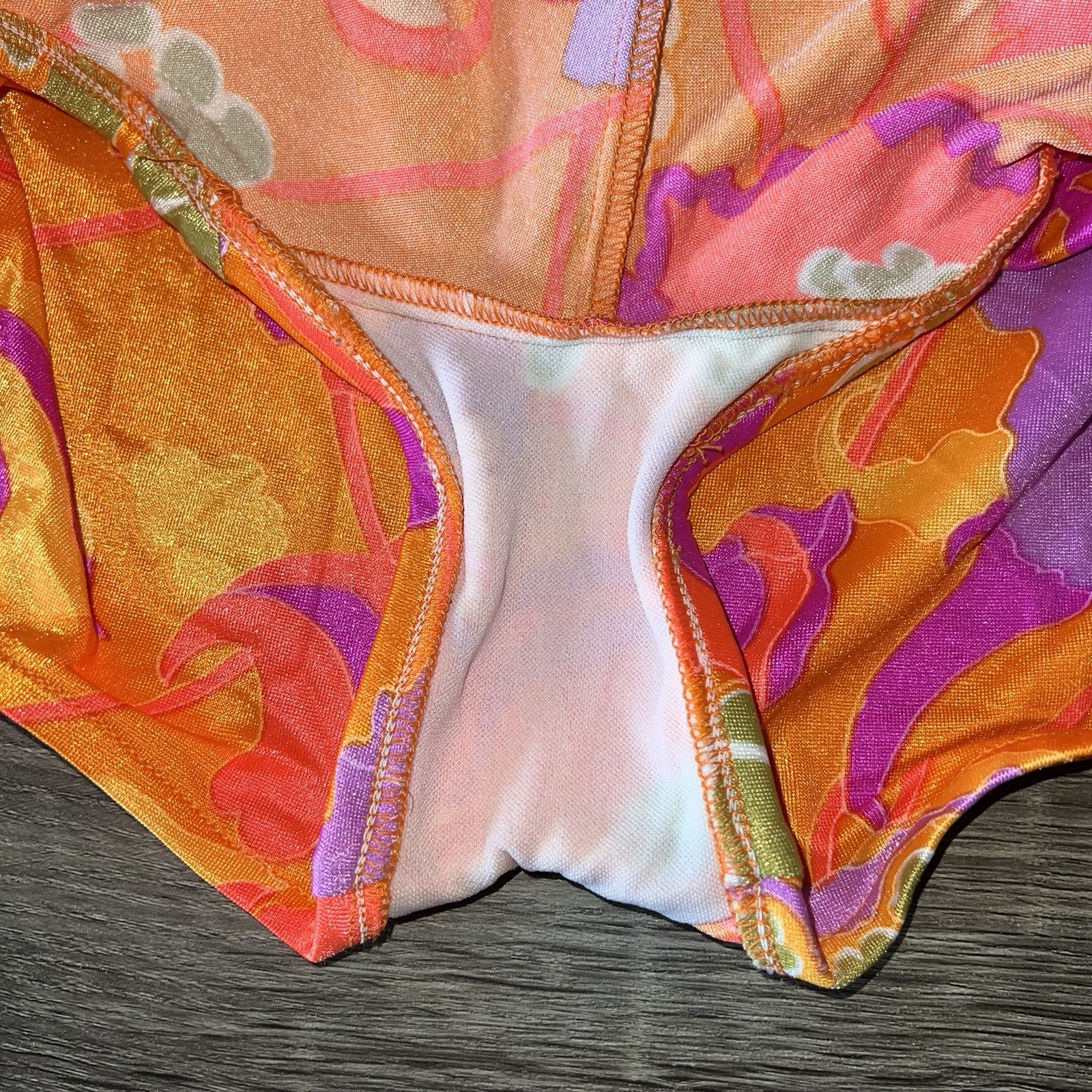 Vintage JANTZEN Orange Floral ONE-PIECE SKIRTED SWIMSUIT Beach Pool Womens 12