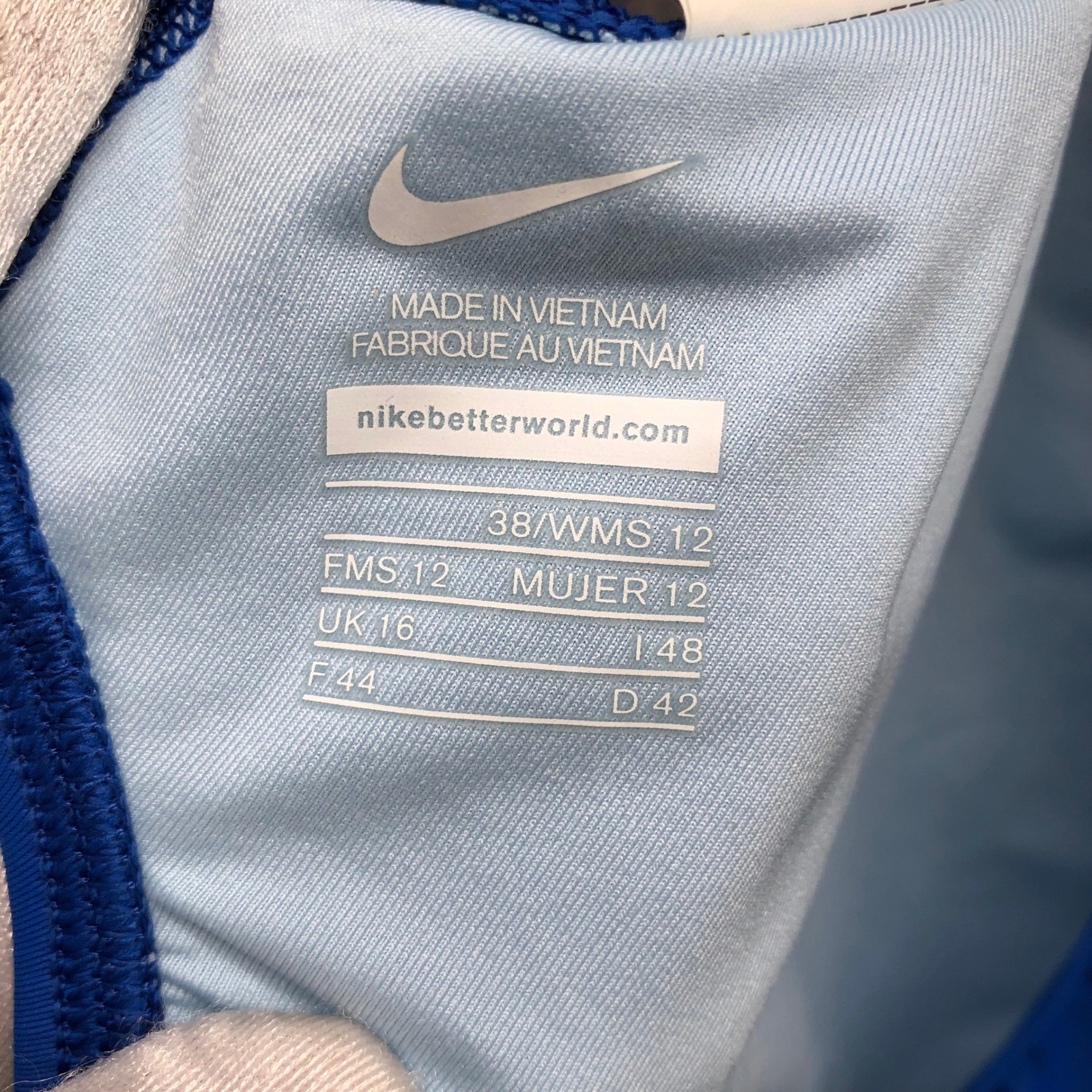 Nike Performance One Piece Swimsuit Womens 12 Blue Training Solid Racerback