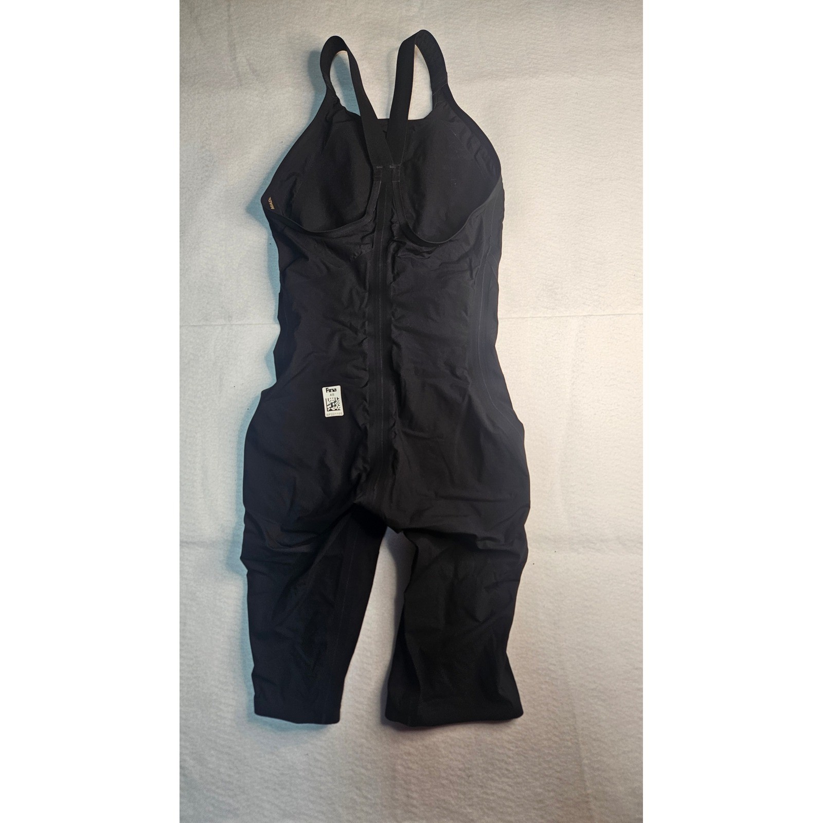 Speedo LZR Pure Intent Open Back Kneeskin Black Technical Swimsuit Size 24 FINA