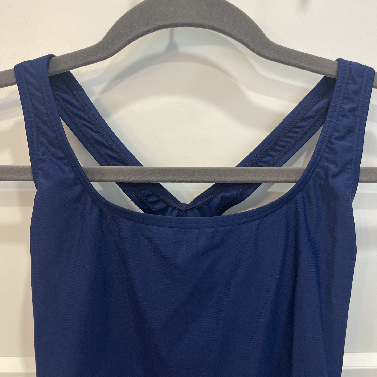Speedo Women’s Ultra Back Long One Piece Swimsuit Navy Blue Sz 6L