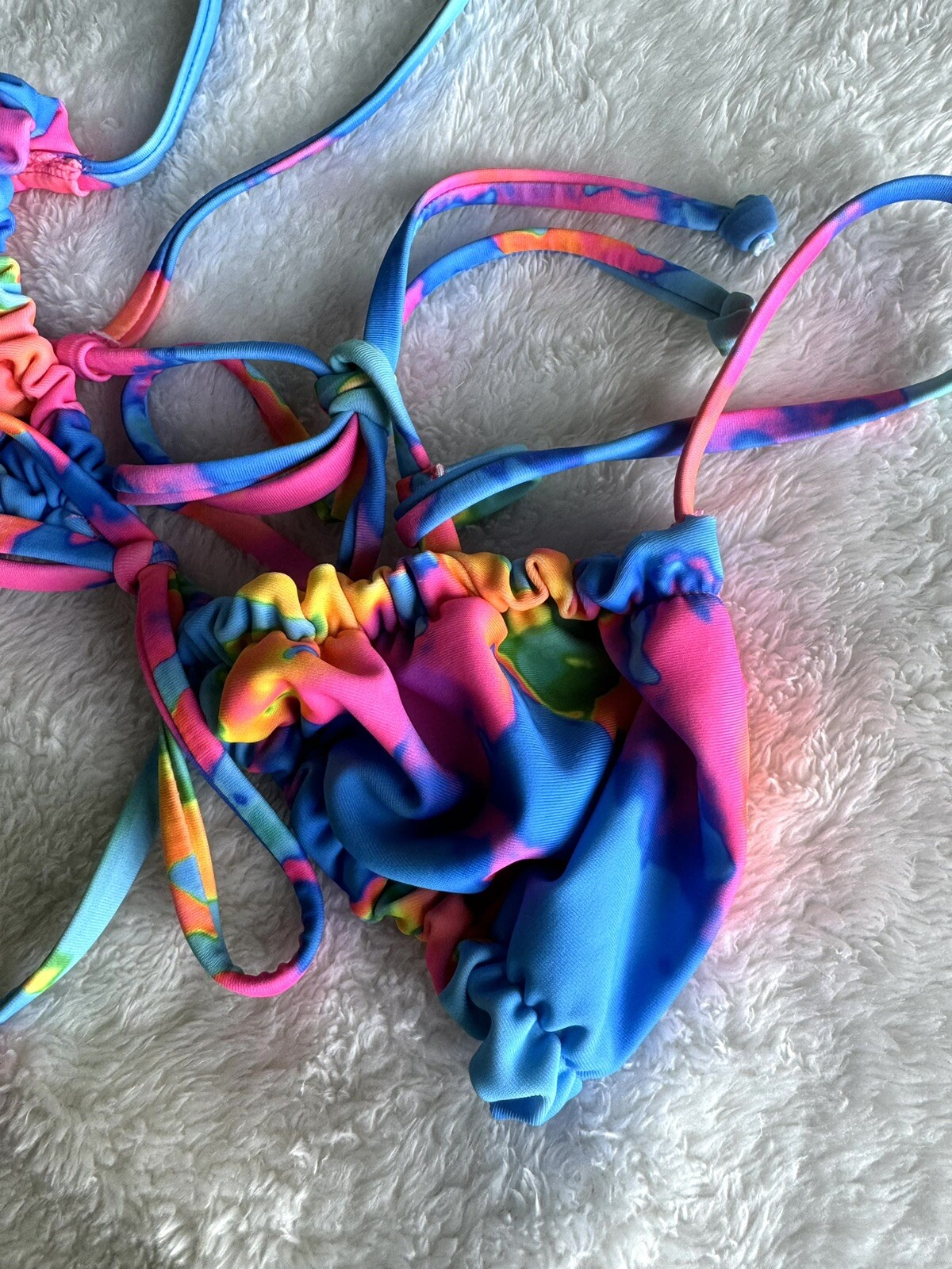Kulani Kini Ruched Bralette Bikini Top Sunrise Splash Size XS