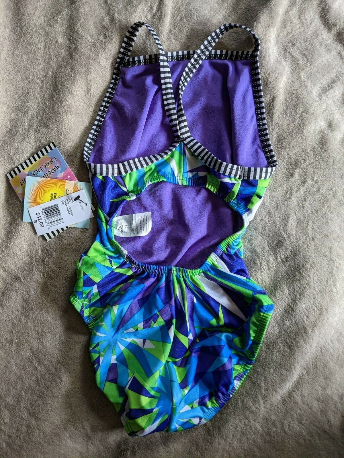DOLFIN UGLIES One Piece Swimsuit Womens Sz 28 Dazzle Purple Green NEW NWT