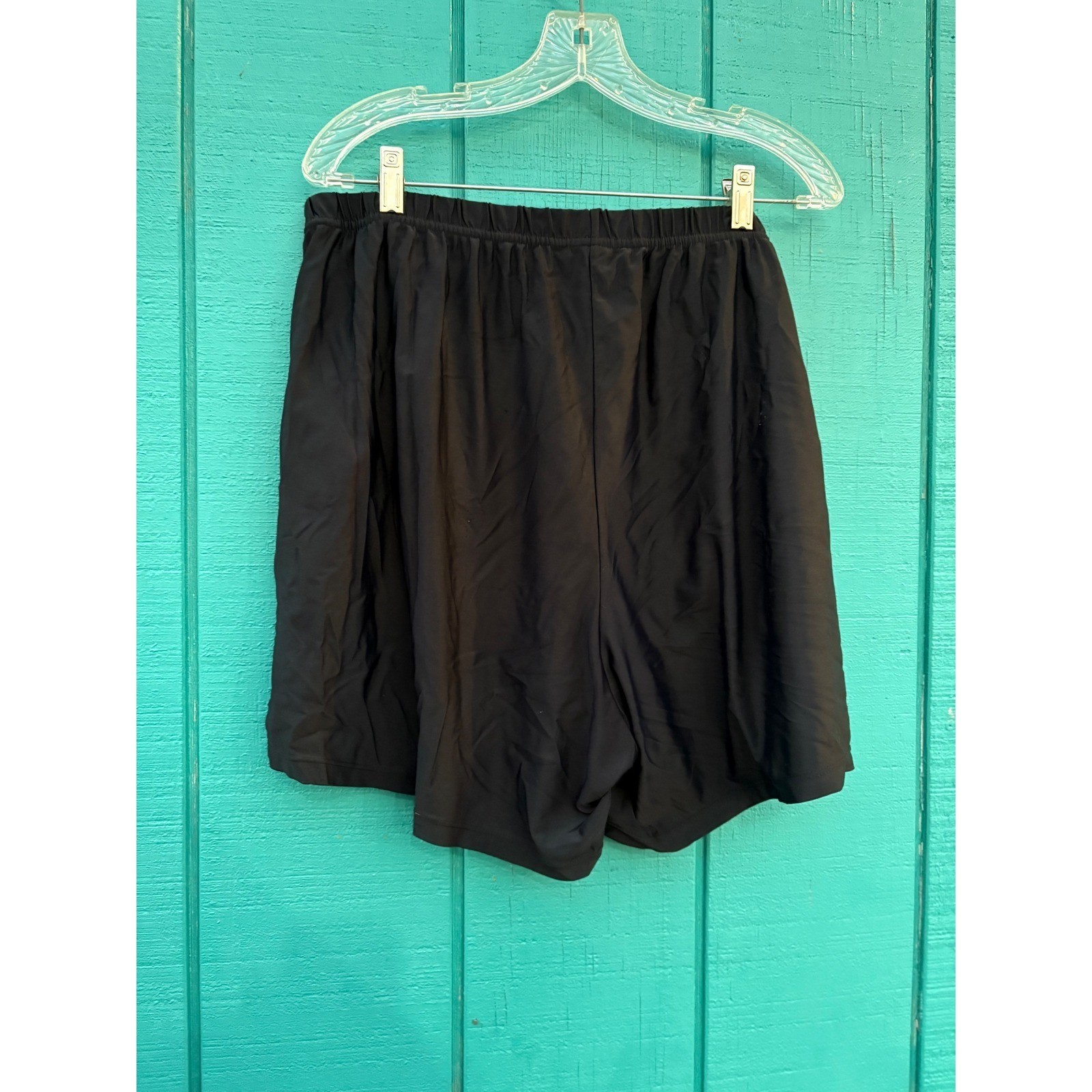 Women’s 2XL Black Swim Shorts Board Shorts Elastic Waist Pockets UPF 50+
