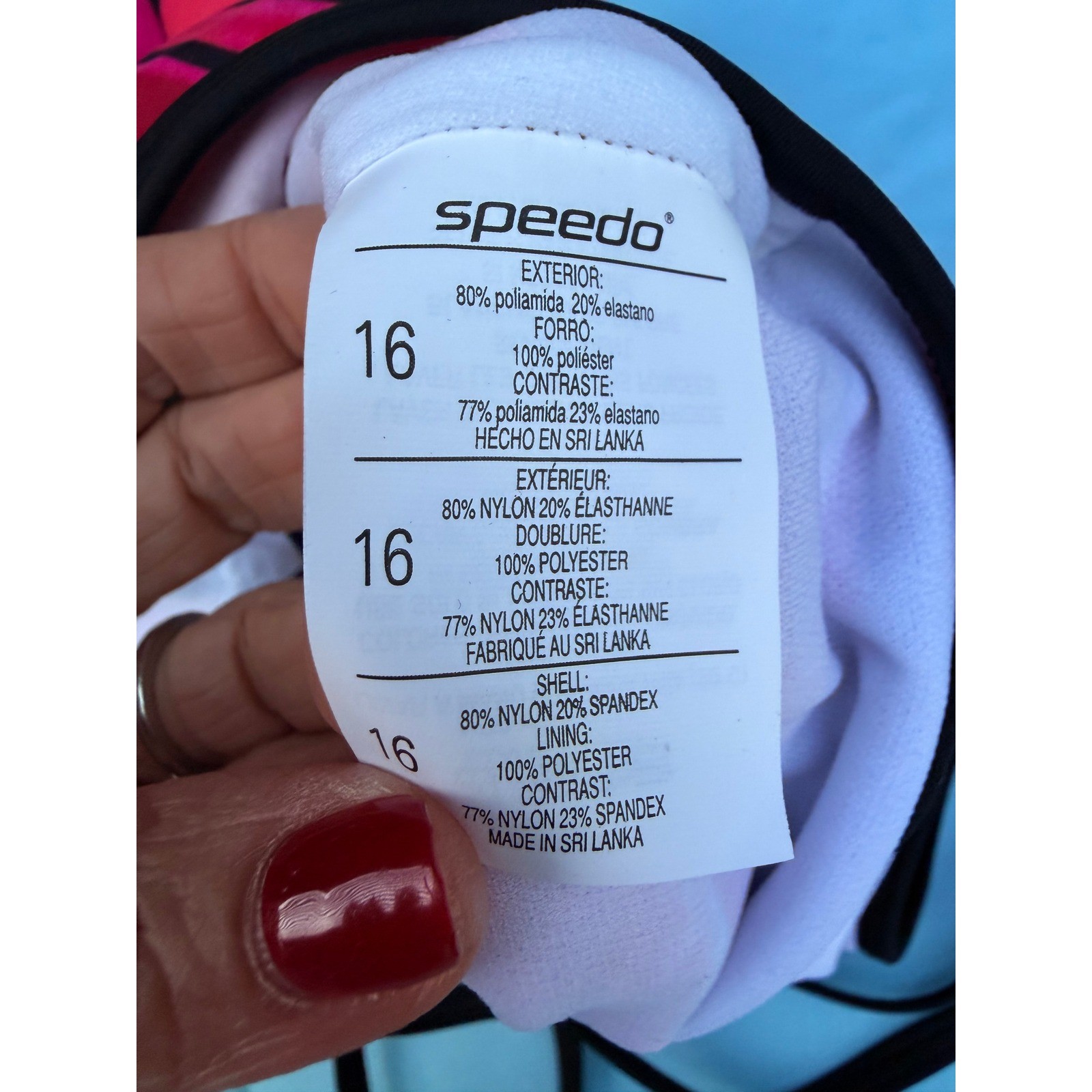 Speedo One Piece Swimsuit Women 16 Pink Black Striped Crossback Padded Classic