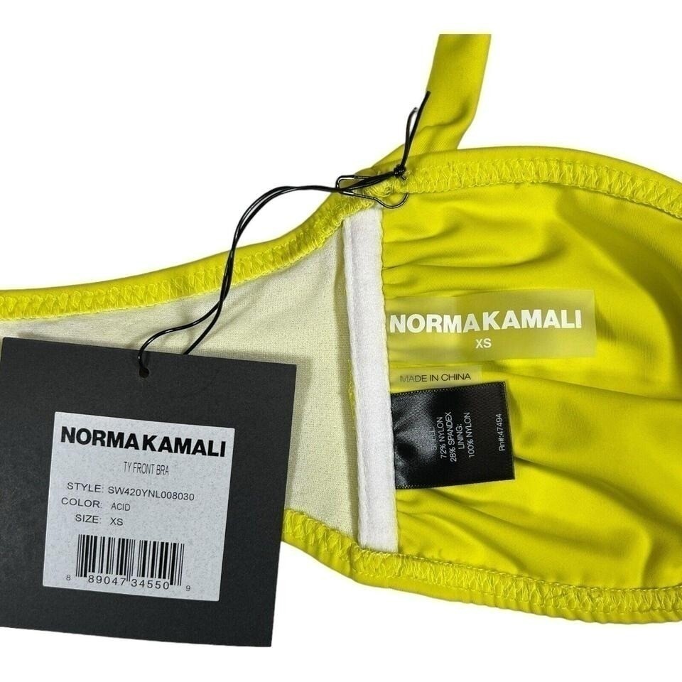 Norma Kamali Bikini Top XS Acid Yellow Swim Bra NWT Nylon Spandex