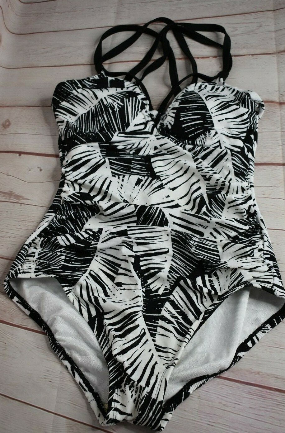 Coastal Blue Women’s Control One Piece Swimsuit Polished Palm Size Small NWOT