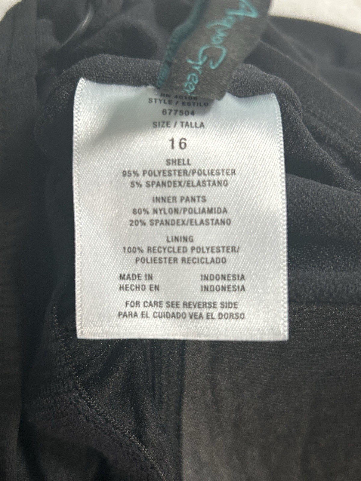 Aqua Green Women’s Black Swim Romper Size 16 Pockets Swimming Summer