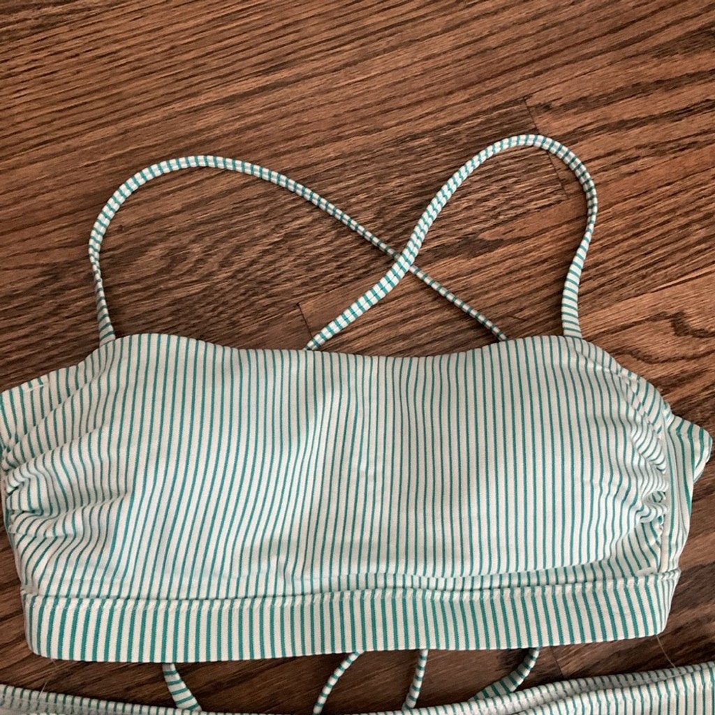 Shade & Shore Striped Green Bikini Set