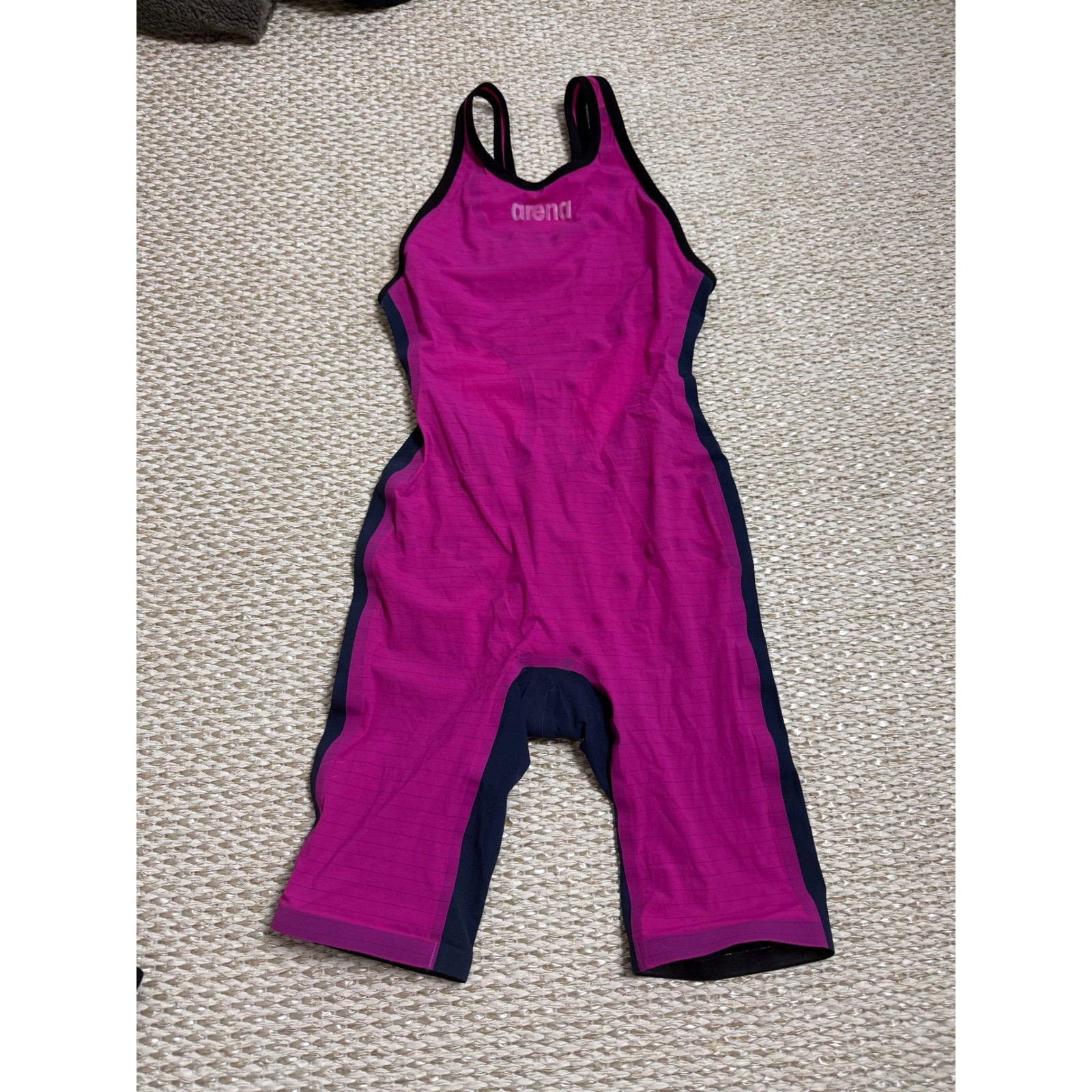 Arena Powerskin Carbon Open Back Kneeskin Racing Swimsuit Pink Navy Size 26