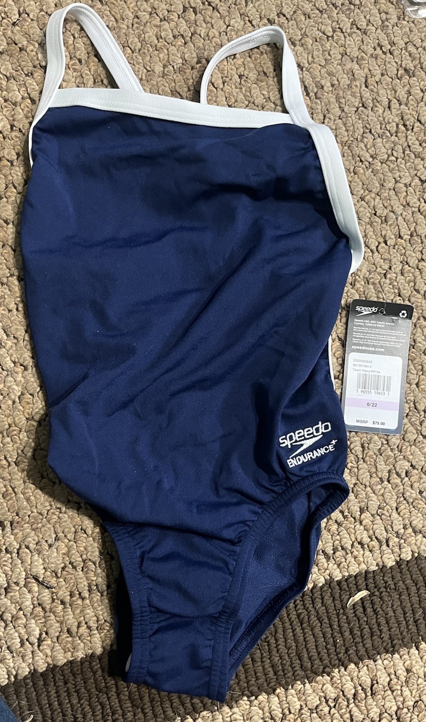 Speedo – Youth Flyback Training Suit – Team Navy/white Size 6/22 Yth