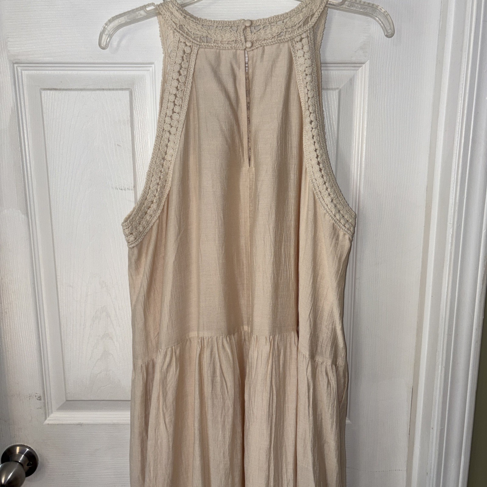BTFBM Summer Halter Beige/Apricot Hollow Out Sleeveless W/pockets Sz XL (16/18)
