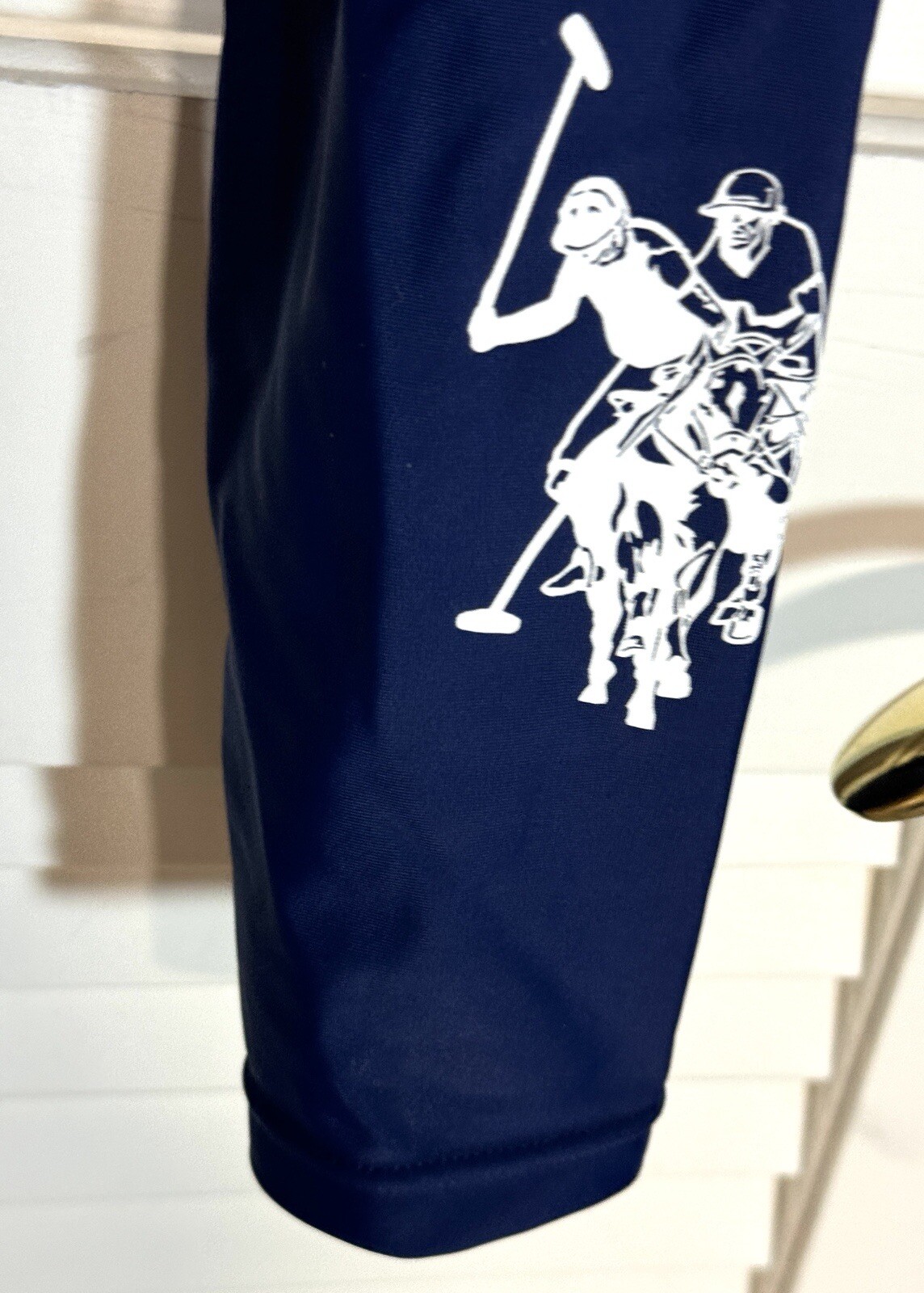 Women’s Rash Guard US Polo Assoc Top Blue Cropped 7/9 Juniors Swim EUC