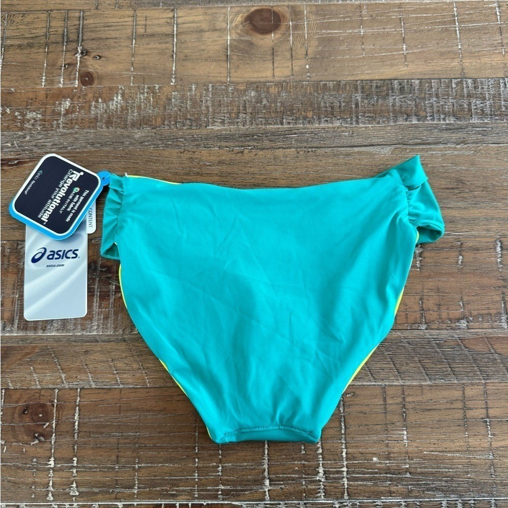 Asics Women’s Athletic Keli Bikini Reversible Swim Bottom Teal/Lemon Small NWT