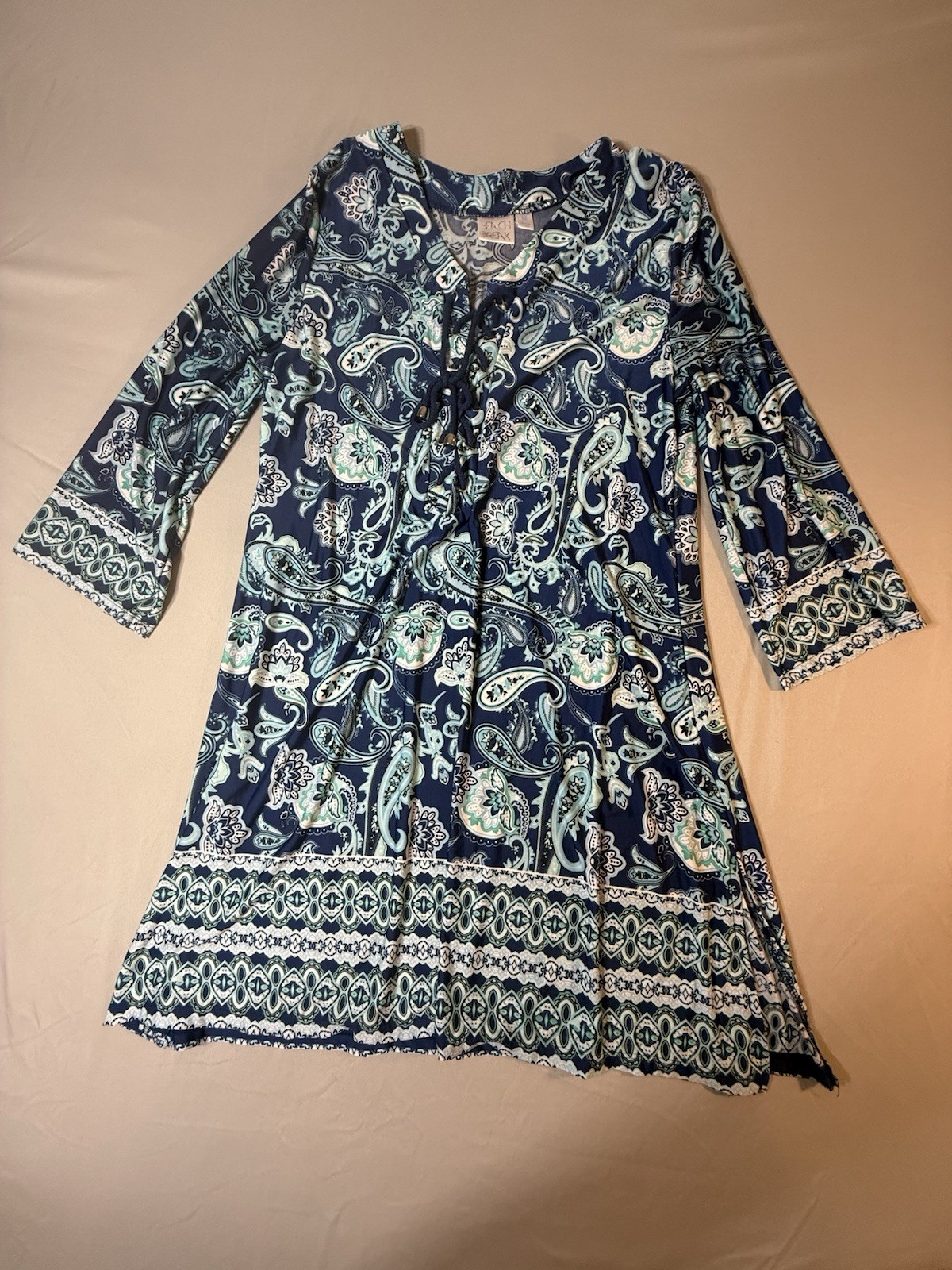 Ladies Beach break Swim Cover Up Paisley Blue Green Size M