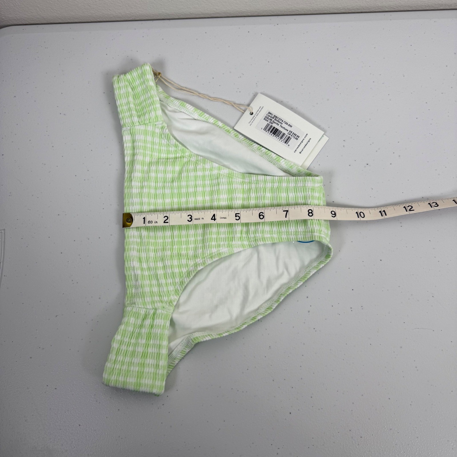 Carve Designs Cardiff Swimsuit Bottoms Spritz Texture Recycled Swim Small White