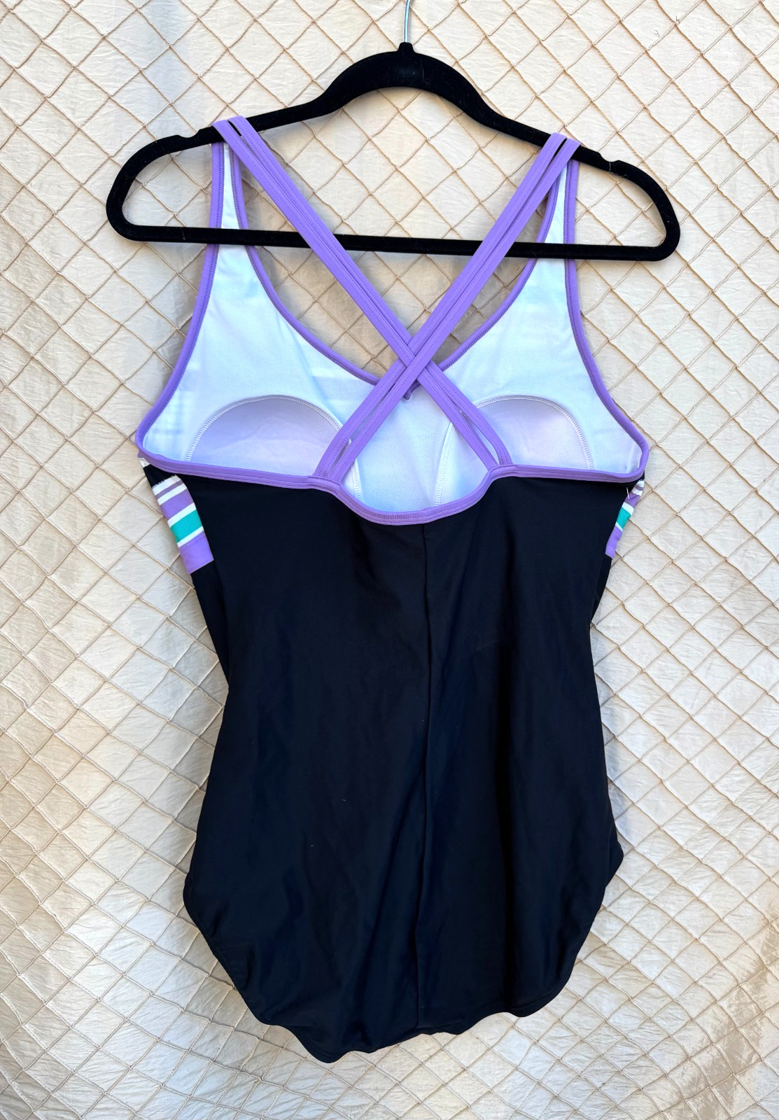 Speedo Size 16 Women’s Navy Racerback One Piece Swimsuit