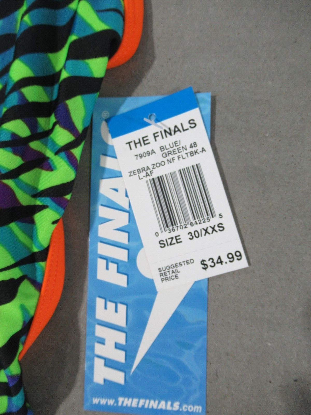 TYR The Finals Zebra Zoo Size 30 XXS Blue/Green *NWT*