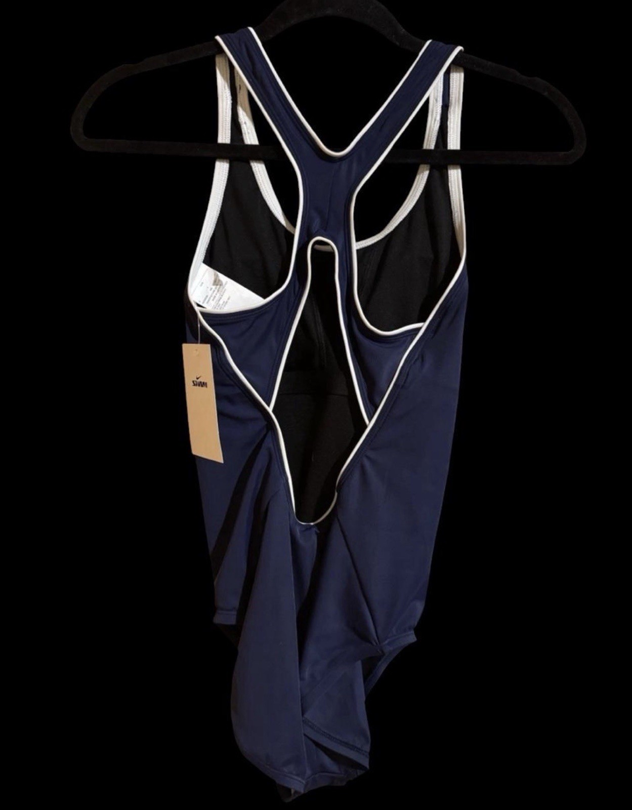 Nike Womens Swim Fastback Navy One-Piece Swimsuit Size S Competitive U-Back NWT
