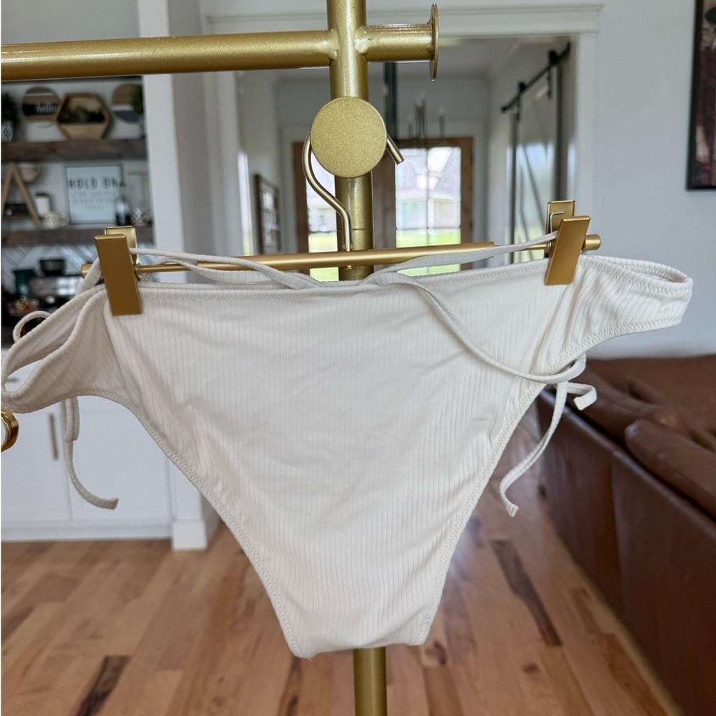 Shade & Shore White/Cream Ribbed Bikini Set 36C Top + Large Bottom T11