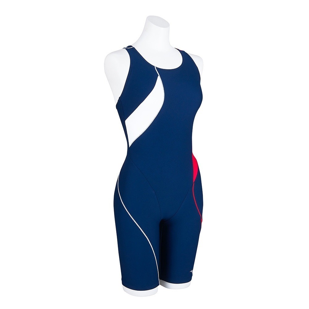 Mizuno Women’s Swim Fitness All-in-One Swimsuit Stroke ONE Navy/White/Red 2025SS