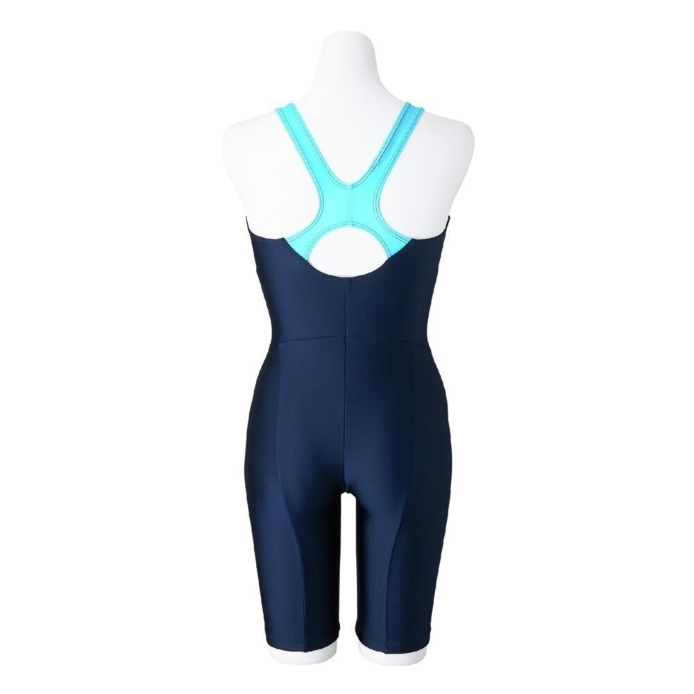Mizuno Women’s Swim Fitness All-in-One Swimsuit Dolphin Print Navy/Turquoise