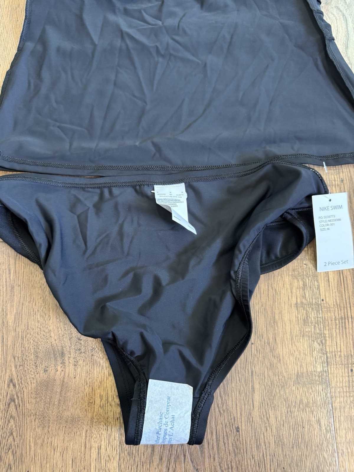 Nike Women’s Black Tankini Competitive Swimwear 2 Piece Set Size M Swimming