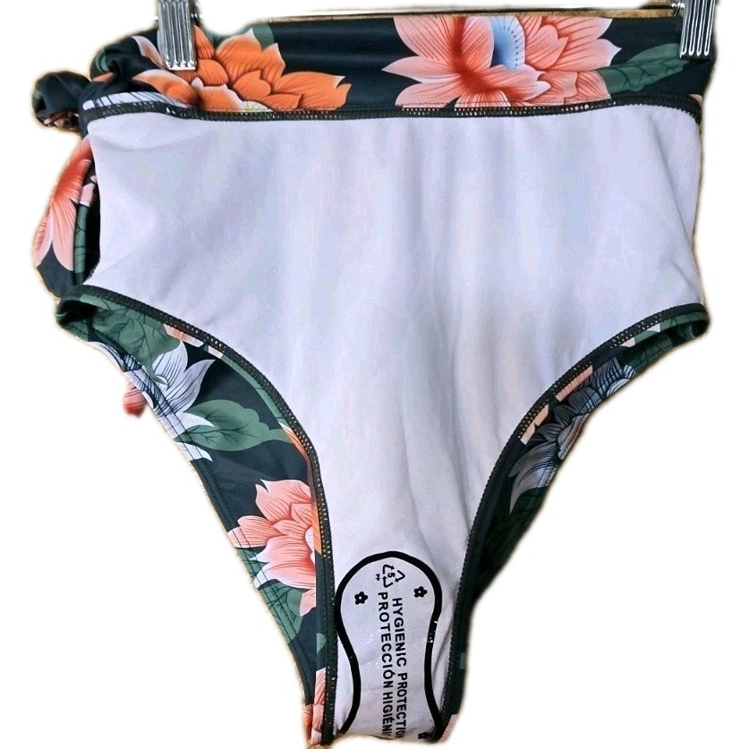 Unbranded Floral Bikini Swim Bottoms Size Sm Side Tie High Waist Full Coverage