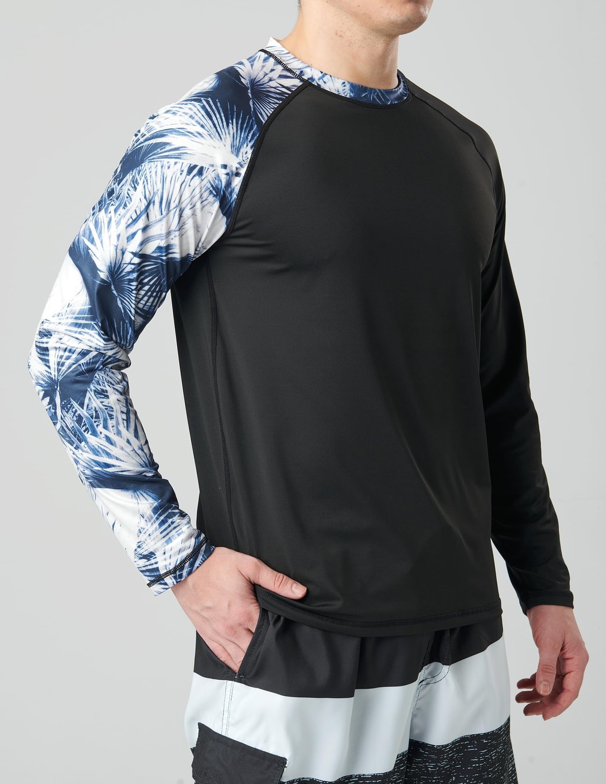 2 Pack Men’s Sun Protection Long Sleeve Swim Shirts UPF 50+ Loose Fit Rash Gu…
