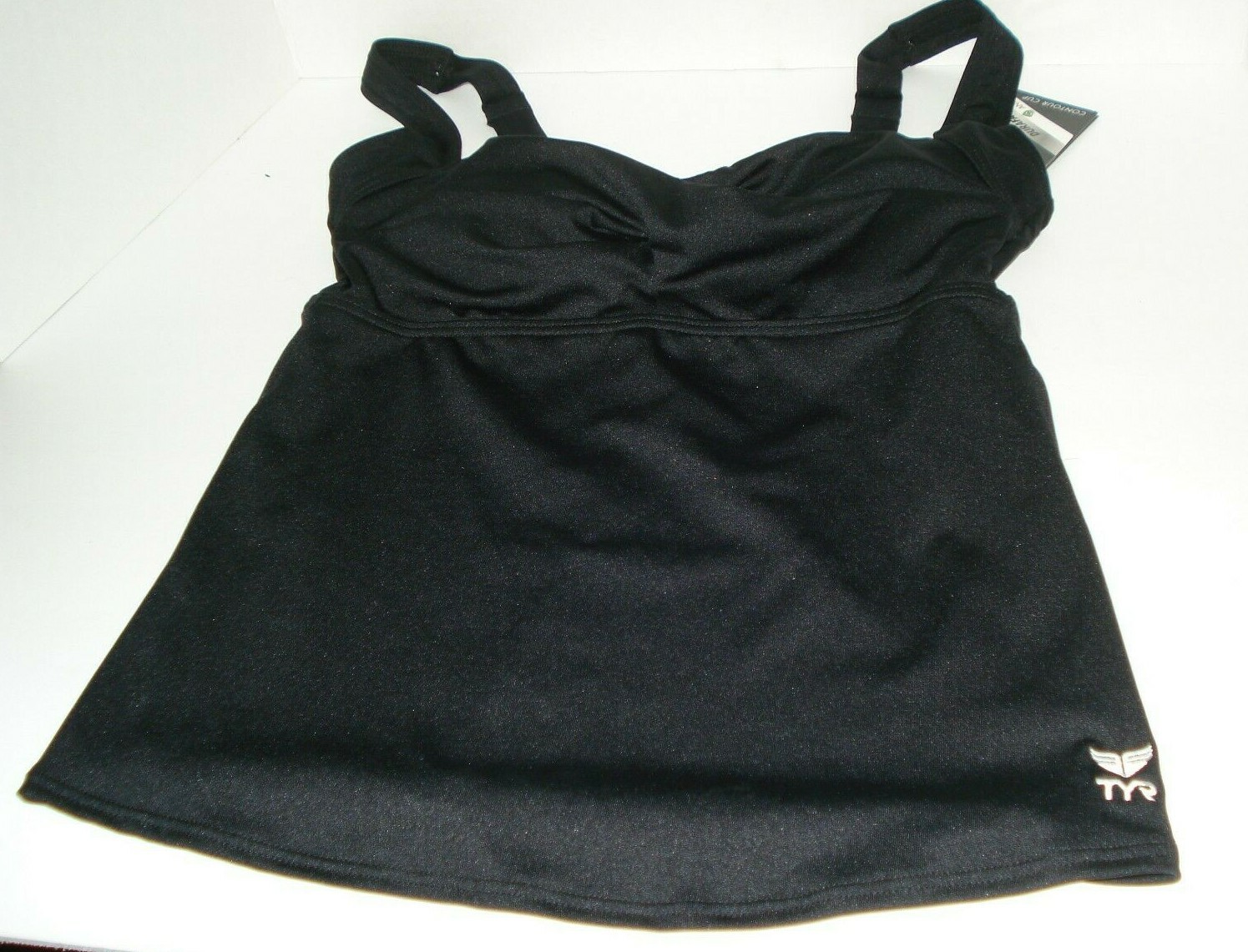 TYR Durafast Twisted Black Bra Tankini Top Size 6 NWT